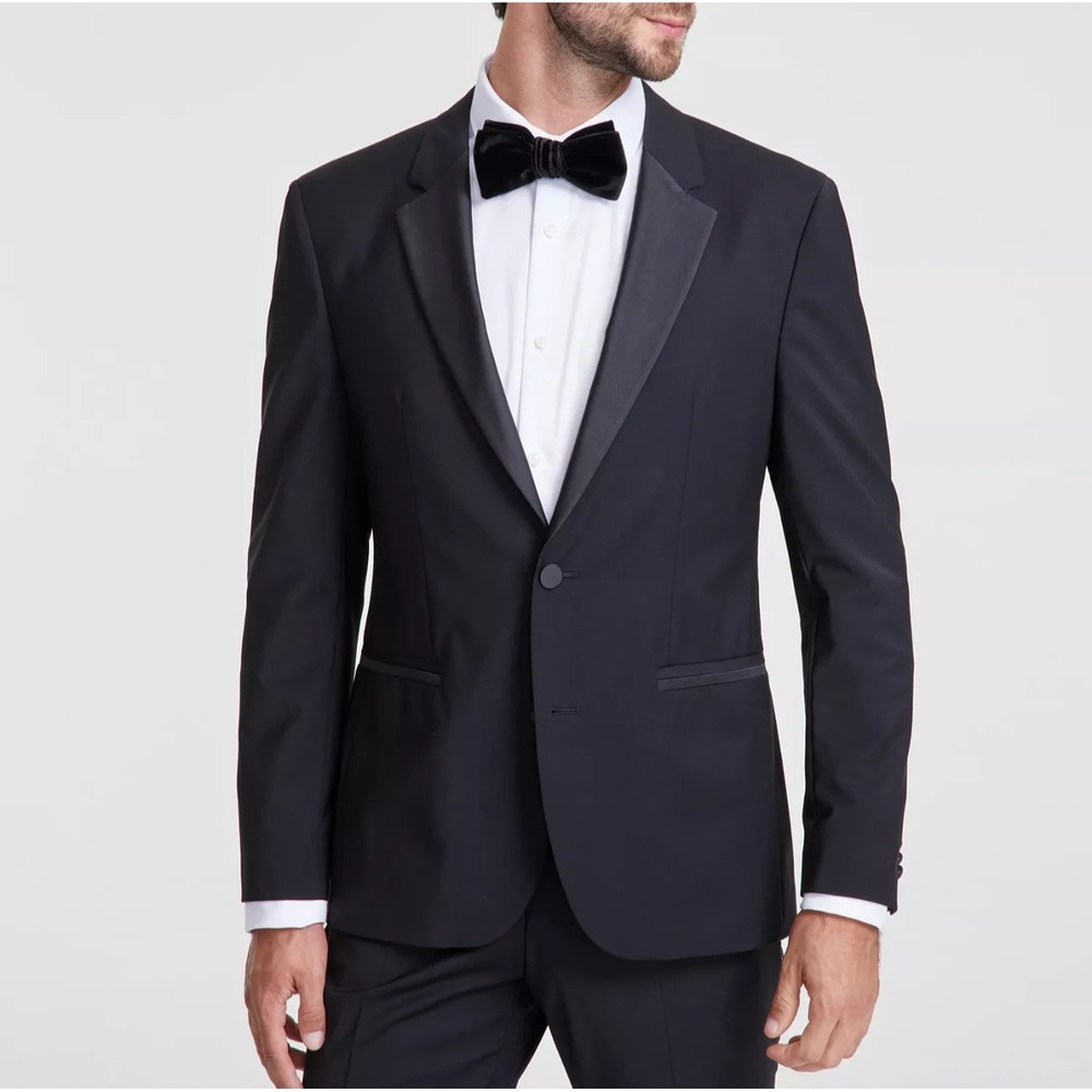 HUGO by Hugo Boss Men's Modern-Fit Wool Blend Tuxedo Jacket 44R